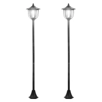 Outsunny Lot de 2 luminaires extérieurs lampadaire sur pied solaire lampadaire lanterne classique LED 60 Lm max. noir(m-1)