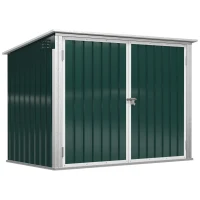 Outsunny Mülltonnenbox Müllbox Storer abschließbar Gerätebox für 2 Mülltonnen Stahl 178,5 x 104,5 x 128,5/113 cm Grün(m-1)