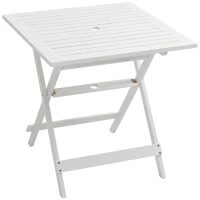 Outsunny Klapptisch Garten Beistelltisch Terrassentisch aus Pappelholz  Gartentisch mit Ø38mm Sonnenschirmhalter Gartenmöbel Wetterfest Outdoor 70 x 70 x 70 cm(m-10)