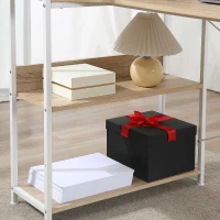 HOMCOM Office Desk with Storage Shelves, 120 CM Computer Desk, Industrial Study Table with Metal Frame for Home Office Small Space, Oak(m-7)