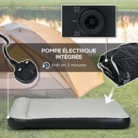 Outsunny Matelas gonflable 2 personnes avec pompe électrique intégrée, appui-tête avec sac de transport, 191 x 137 x 30 cm(m-5)