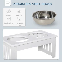 PawHut Raised Dog Feeding Bowls with Stand, Stainless Steel for  Extra Small and Small Dog, 44L x 24W x 15H cm - White(m-5)