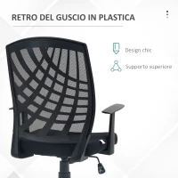 HOMCOM Sedia da Ufficio Ergonomica Girevole con Altezza Regolabile, Dondolo e Tessuto a Rete, Nero(m-5)