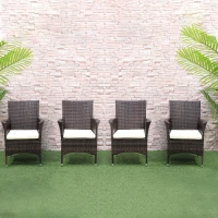 Outsunny 4 PC Rattan Chair Set, Patio Sofa Chairs Set, Cushioned Outdoor Rattan Furniture(m-10)