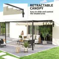 Outsunny 3 x 4m Steel Pergola, with Retractable Canopy - Khaki(m-5)