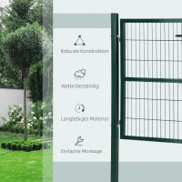 HOMCOM Gartentor Gartentür Zauntor Hoftür aus Stahl mit Griff Schloss und Schlüsseln 97 x 170 cm Grün(m-5)