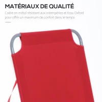 Outsunny Bain de Soleil transat Pliable Dossier réglable Multipositions métal et Polyester Rouge(m-6)