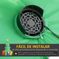 HOMCOM Árbol de Navidad Inflable con Luz LED Hinchable Navideño de Árbol y Regalos Hinchador Incluido 65x75x150 cm Verde(m-6)