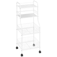 HOMCOM Estante de Cocina con Ruedas Carro de Almacenamiento de 4 Niveles para Cocina Baño Salón 42x34x114,5 cm Blanco(m-1)