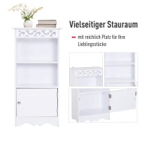 HOMCOM Sideboard, Küchenkommode mit 3 Fächern, Badschrank, Aufbewahrungsschrank, Küchenschrank, Beistellschrank für Wohnzimmer, Schlafzimmer, Weiß, 40 x 23 x 80 cm(m-4)