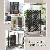 Outsunny Panneau brise vue décoratif paravent extérieur à motif géométrique ajouré en métal - 122 x 45 x 198 cm, noir(m-6)