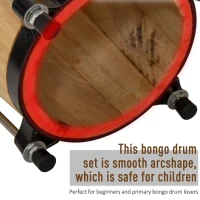 HOMCOM Wooden Bongo Drum Set Φ7.75" & Φ7" w/ Drum Head, Percussion Instrument, Drums, Tuning Wrench For Adults Beginners(m-5)