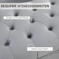 HOMCOM Sitzbank Bettbank Schuhbank mit erhöhten Beine Schlafzimmer Samt Hellgrau(m-5)