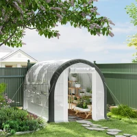 Outsunny 3 x 2(m) Walk-In Tunnel Greenhouse, with Accessories - White(m-2)