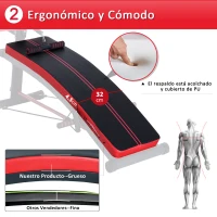 HOMCOM Banco de Musculación Banco Abdominal Pesas Estiramiento de Brazos Multifuncional para Fitness con 2 Cuerdas Expansor Acero(m-6)