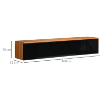 HOMCOM Mobile TV con Design Lucido a Parete e Credenze Chiuse, in Truciolato, 160x35x30 cm, Marrone e Nero(m-3)