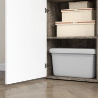 HOMCOM Mobile da Ingresso 4 in 1 con Specchio, Ganci e Ripiani Interni, in Legno, 145x29x184 cm, Nero e Bianco(m-9)