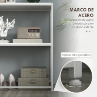 HOMCOM Mesa de Entrada con Estante Abierto y Estructura de Acero Antivuelco para Salón Pasillo 100x30x87 cm Blanco(m-5)