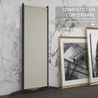 Outsunny Paravento da Esterno e Interno a 4 Pannelli Pieghevole, 221x50x172cm, Crema(m-7)