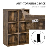 HOMCOM Six-Cube Bookcase - Rustic Brown Wood Effect(m-4)