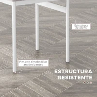 HOMCOM Conjunto de Comedor 5 Piezas Juego de 1 Mesa y 4 Sillas con Pies Acero para Cocina 110x70x75 cm Madera Natural y Blanco(m-6)