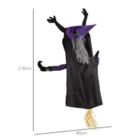 HOMCOM Fliegende Hexe, Halloweendeko, verstellbarer Riemen, 90 x 34 x 170 cm(m-3)