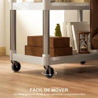 HOMCOM Carrito de Cocina de 3 Niveles Carrito de Almacenamiento de Aluminio Carga 105 kg para Comedor Sala 88x44x93 cm Blanco(m-4)