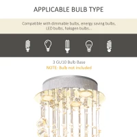 HOMCOM Modern Crystal Chandelier Ceiling Light Pendant Lamp Chrome Finish Glass Droplets New, Ф30 x 120cm(m-6)