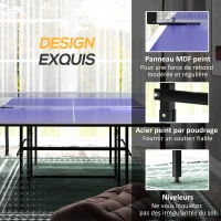 SPORTNOW Table de tennis de table ping-pong pliable compacte 4 roulettes pour intérieur 274L x 152,5l x 75,5H cm(m-7)