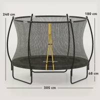 SPORTNOW 10ft Outdoor Trampoline with Enclosure Net, Spring Cover, Black(m-3)