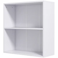 HOMCOM 2 Tier Bookshelf, Low Bookcase with Adjustable Shelf, 2 Compartments for Home Office, Living Room, Study, White(m-11)