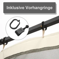 Outsunny Moskitonetz für 3x3 Pavillon 4 Seitenteile Fliegennetz mit Haken Reißverschluss Mückennetz Insektenschutz Fliegengitter Nylon-Mesh Schwarz(m-5)