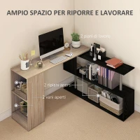 HOMCOM Scrivania Angolare Salvaspazio con Ripiano a S, in Legno, 140x120x78 cm, color Legno(m-5)