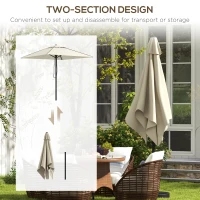 Outsunny 215cm Square Canopy Parasol, with Contrast Piping - Beige/Brown(m-7)