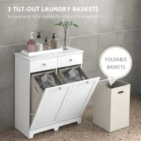 HOMCOM Duo Hamper Laundry Storage Cabinet - White(m-4)