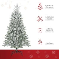 HOMCOM Sapin de Noël Artificiel enneigé Ø 90 x 150H cm 521 Branches épines Imitation Nordmann Grand réalisme(m-4)