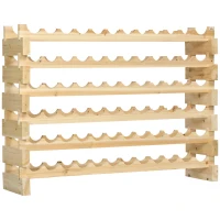 HOMCOM Botellero de Madera de 6 Niveles 72 Botellas Botellero Vertical Carga 100 kg para Cocina Bar 114x28x85 cm Madera Natural(m-10)