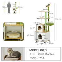 PawHut Cat Tree with Cat Litter Box for Indoor Cats, with Scratching Post, Cat House, Hammock - Oak Tone(m-3)