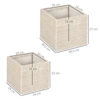 Outsunny Lot de 2 pots de fleurs empilables en oxyde de magnésium avec trou de drainage pour intérieure extérieur beige(m-3)