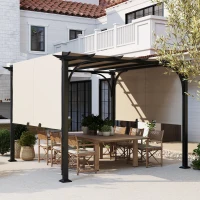 Outsunny 3 x 3(m) Outdoor Pergola, Garden Pergola Gazebo with Adjustable Canopy, Beige(m-10)