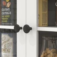 HOMCOM Freistehender Küchenschrank mit Arbeitsplatte für Mikrowelle, Kaffeemaschine, Schränke, Glastüren, Weiß(m-9)