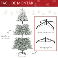 HOMCOM Árbol de Navidad Nevado Artificial 150 cm con 521 Ramas PVC y PE Base Plegable y Soporte de Metal Verde y Blanco(m-4)