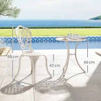 Outsunny 3 Piece Garden Bistro Set, Cast Aluminium Outdoor Furniture Set with Umbrella Hole for Balcony, Porch, Patio, White(m-3)