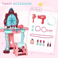 AIYAPLAY Set Toeletta con Sgabello per Bambini da 3-6 Anni, Luci, Musica e Accessori Inclusi(m-5)