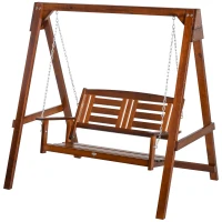 Outsunny 2 Seater Outdoor Garden Swing Chair Wooden Hammock Bench for Porch Patio Yard(m-11)
