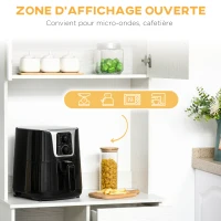 HOMCOM Buffet de cuisine armoire de cuisine multi-rangements 4 portes 1 tiroirs étagère + grand plateau 71 x 41 x 178 cm MDF blanc(m-5)