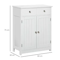 kleankin Armario Auxiliar de Baño con Cajones de Estilo Clásico Mueble Auxiliar de Pasillo Dormitorio 60x30x75 cm Blanco(m-3)