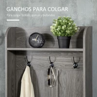 HOMCOM Perchero con Zapatero Perchero Entrada Recibidor con 3 Ganchos 2 Puertas 2 Compartimientos y Estante 60x34x170 cm Gris(m-5)