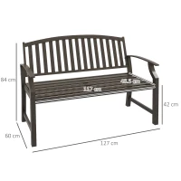Outsunny Two-Seater Simple Metal Bench - Brown(m-3)