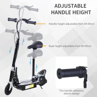 HOMCOM 120W Foldable Powered Scooters with 24V Rechargeable Battery, Adjustable Ride on Toy (Black)(m-7)
